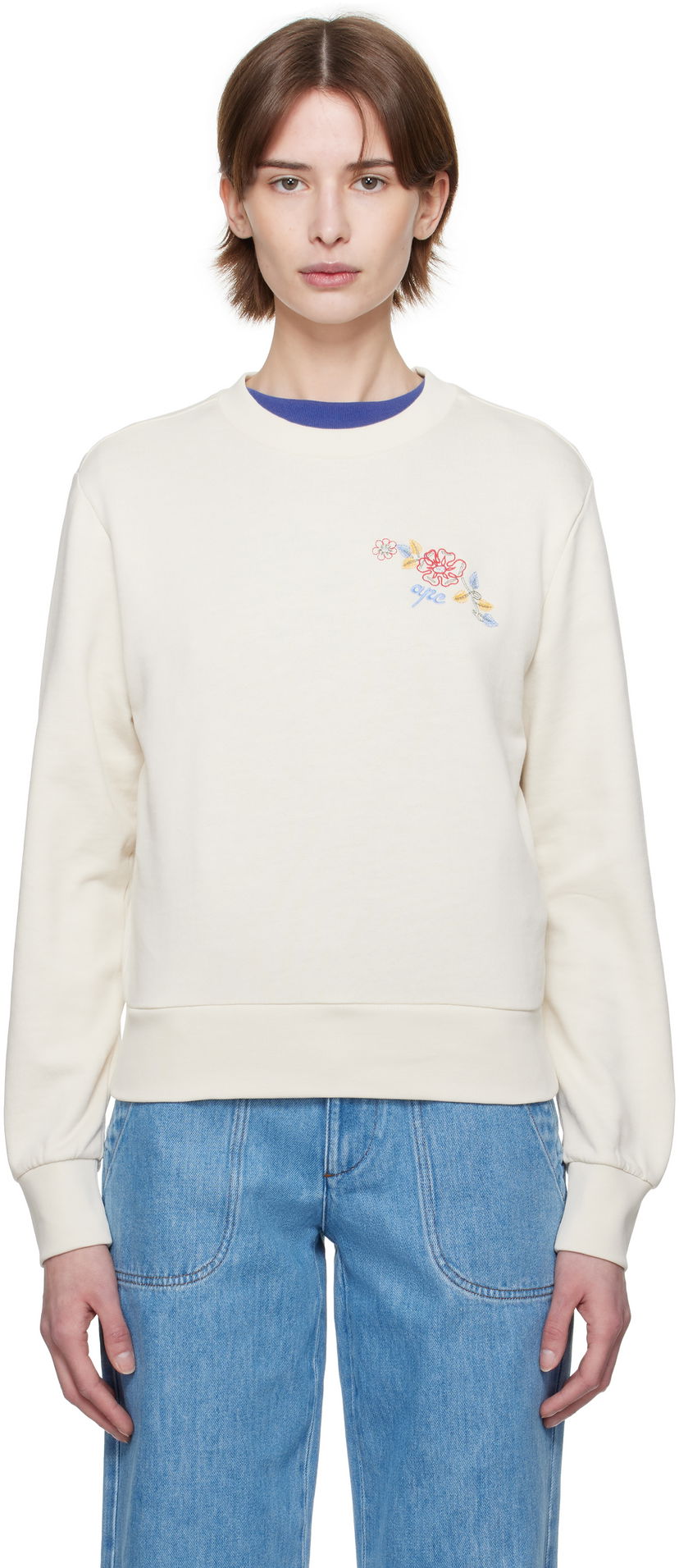 Villapaita A.P.C. A.P.C. Evelyn Embroidered Sweatshirt Valkoinen | COHHA-F27981