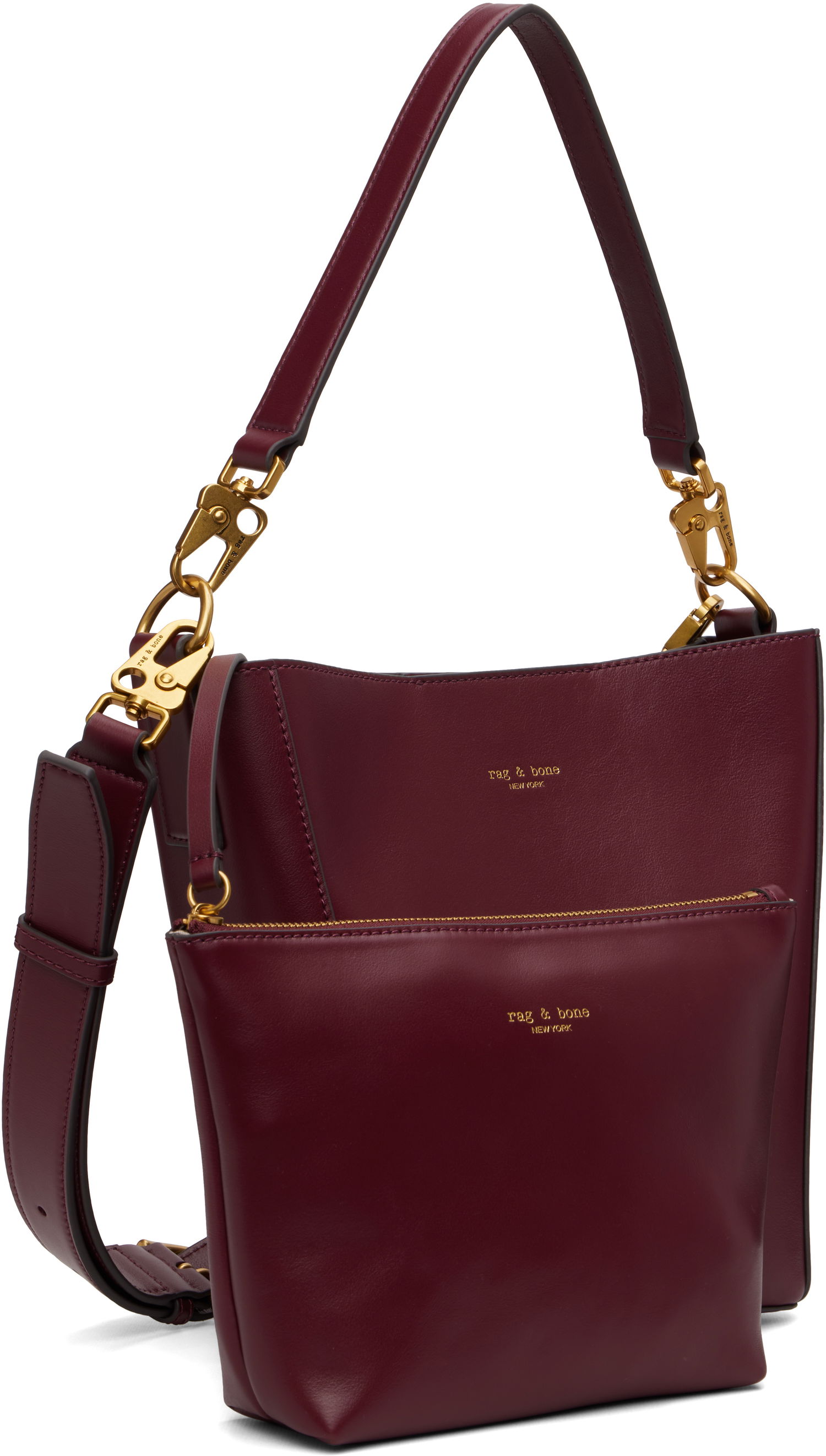 Käsilaukku rag & bone Rag & Bone Parker Leather Bucket Bag Burgundia | LE101313, 1