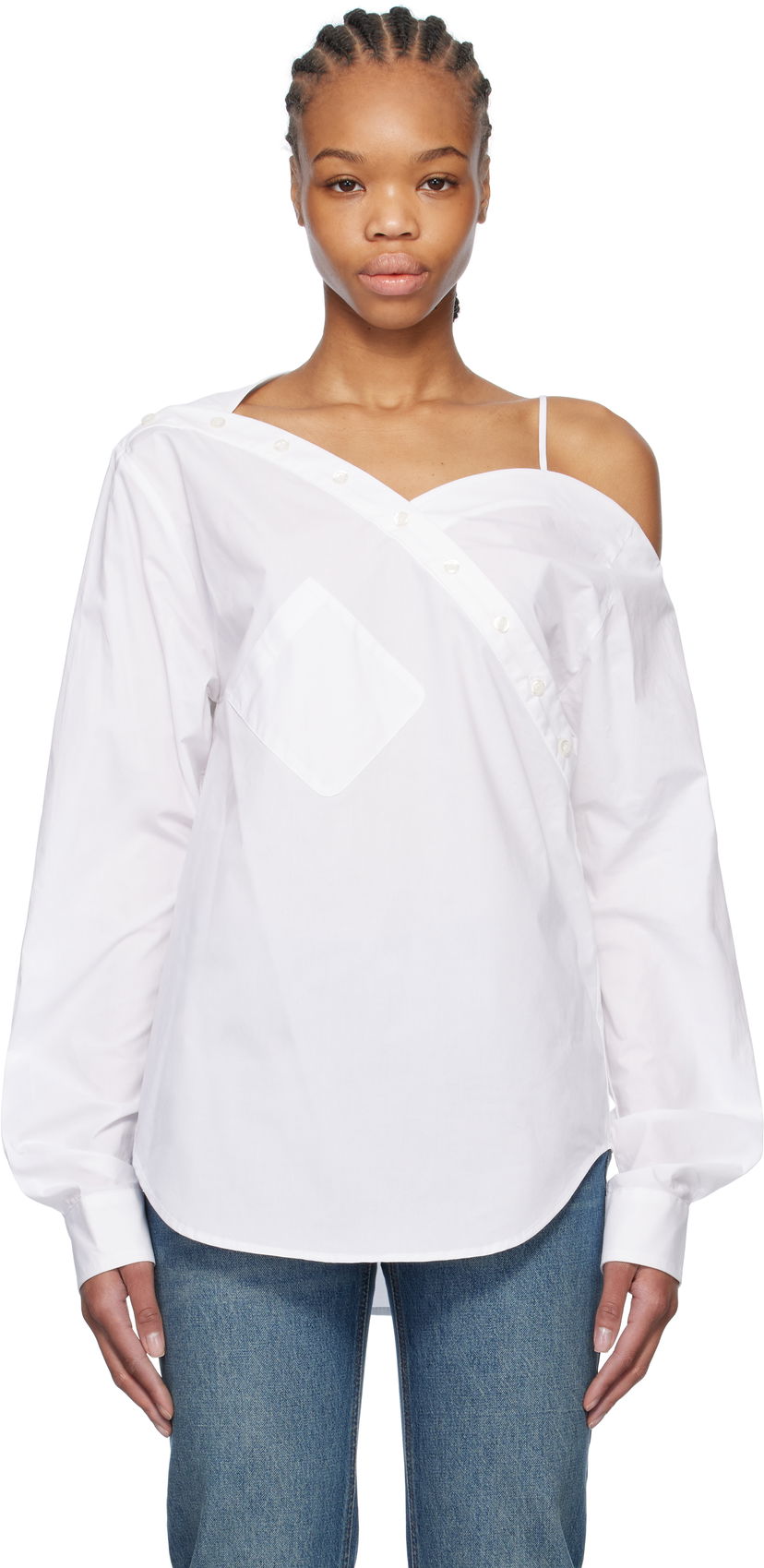 Paita Coperni Coperni One Shoulder Shirt Valkoinen | COPCH52F2010