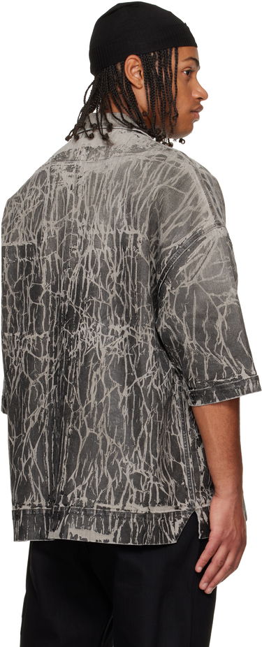 Paita Rick Owens DRKSHDW Concordians Magnum Tommy Short-Sleeve Patterned Denim Shirt Harmaa | DU02E7294 SDWF, 2