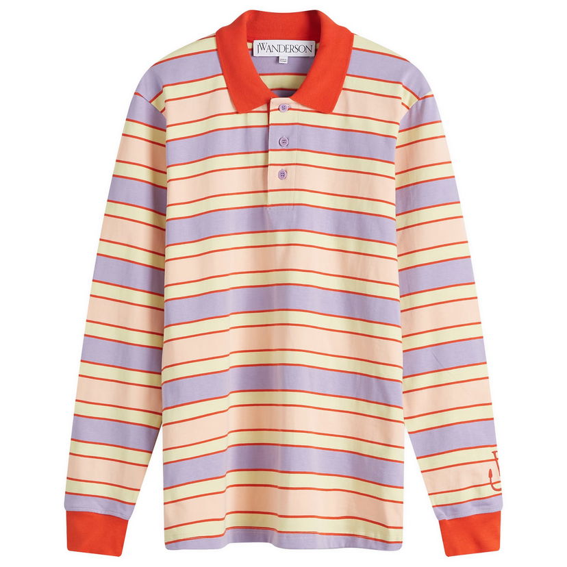Poolopaita JW Anderson Striped Long Sleeve Polo Top Violetti | JO0262-PG1724-398