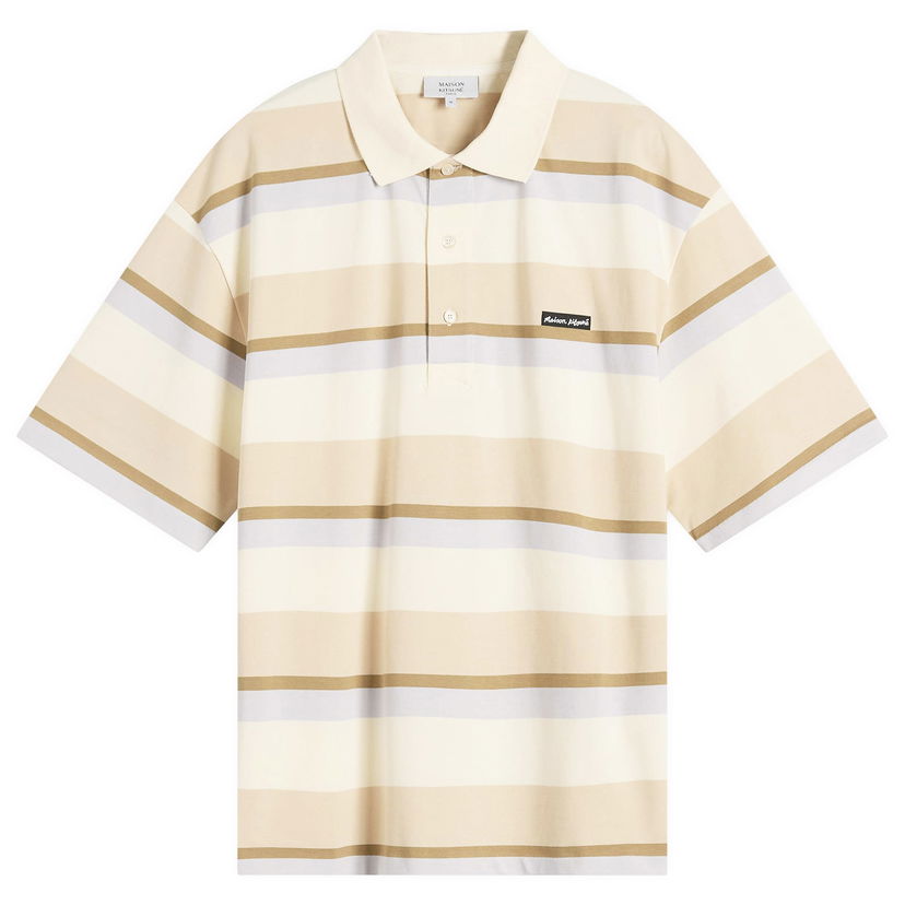 Poolopaita MAISON KITSUNÉ Maison Kitsuné Striped Oversize Polo Beige | OM00206KJ7019-0233