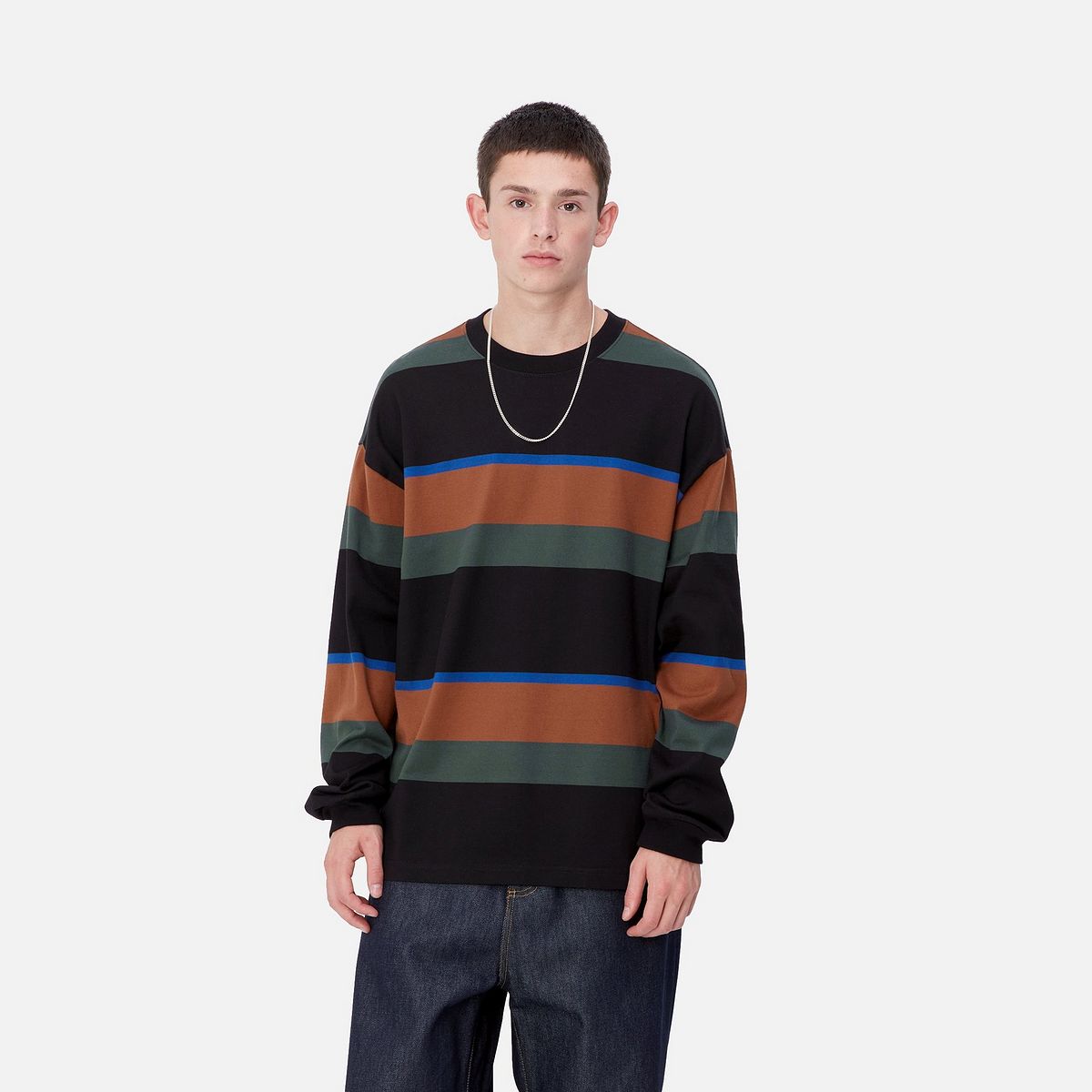 T-paita Carhartt WIP Sundling Stripe Long Sleeve T-Shirt Musta | I033928_9, 0