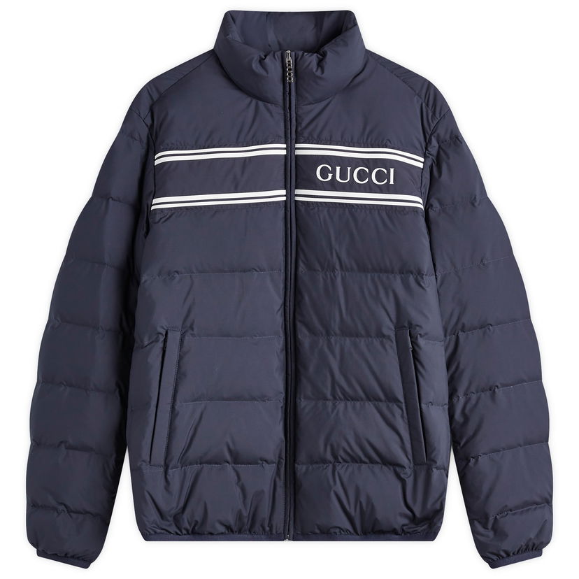 Puffer takki Gucci Logo Lightweight Down Jacket Tummansininen | 794821-Z8BTA-4215