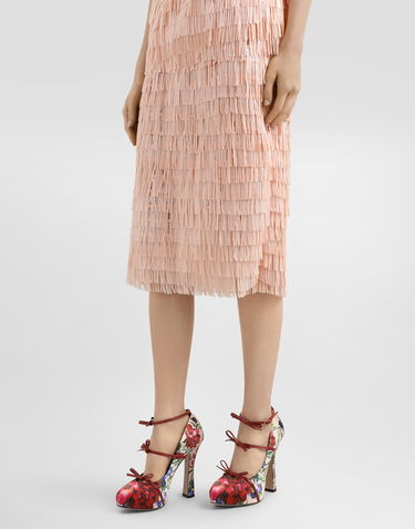 Hame Dolce & Gabbana Dolce & Gabbana Fringed Sequined Midi Skirt Vaaleanpunainen | F4BCFTFLSLRF1218, 3