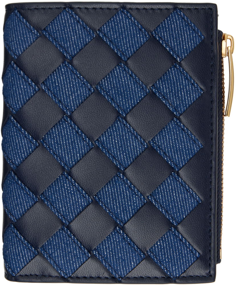 Lompakko Bottega Veneta Intrecciato Small Bi-Fold Wallet Tummansininen | 797006 V48V3