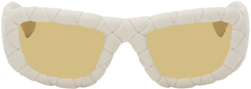 Aurinkolasit Bottega Veneta Intrecciato Round Acetate Sunglasses Valkoinen | BV1303S