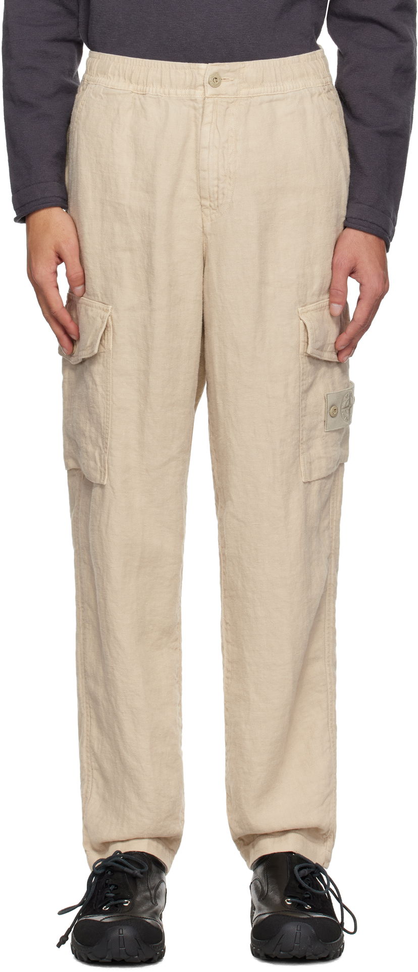 Cargo housut Stone Island Stone Island Diagonal Linen Cargo Pants Beige | K1S15 3100029 S00F8