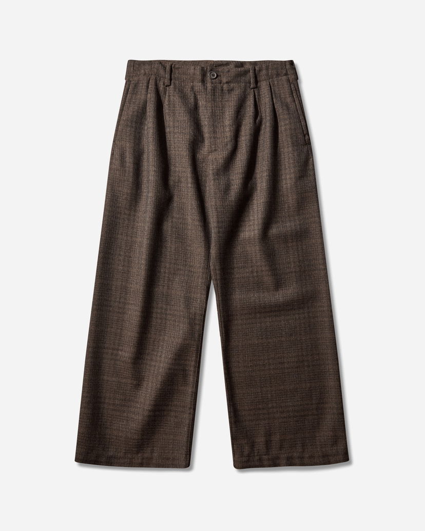Housut OUR LEGACY Bridge Pleated Wide-Leg Dunmore Check Trousers Ruskea | M4254BB 001
