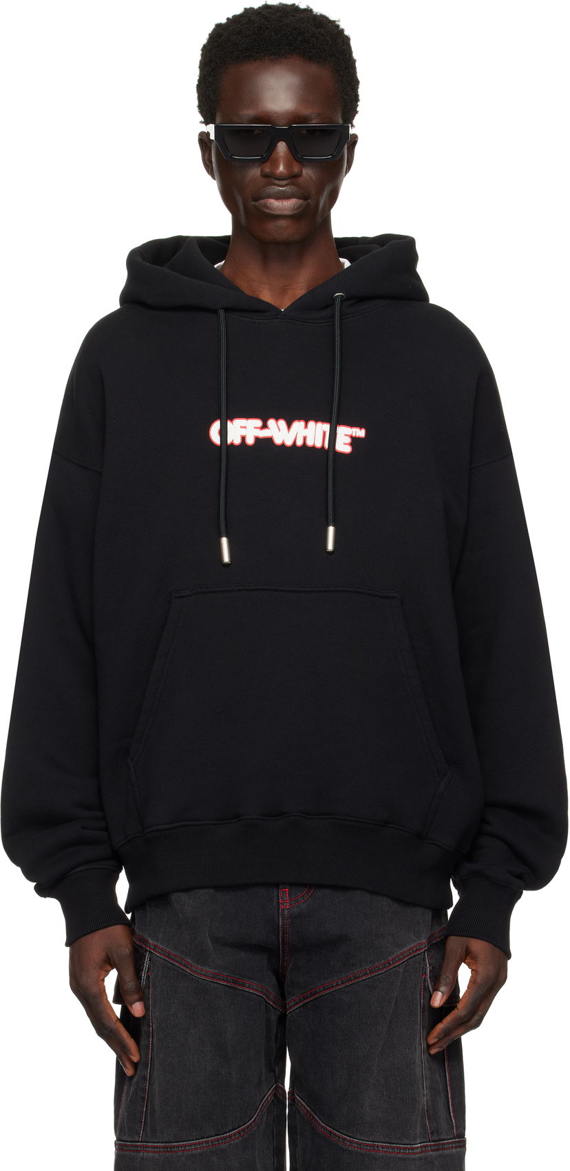 Huppari Off-White Logo Print Hoodie Musta | OMBB085F24FLE00J1001