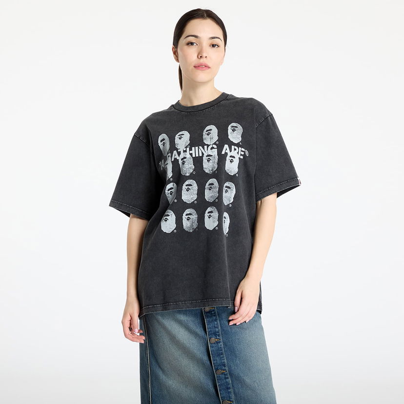 T-paita BAPE A BATHING APE Garment Dye Logo Relaxed Fit Tee Musta | 001CSL301348MBLK