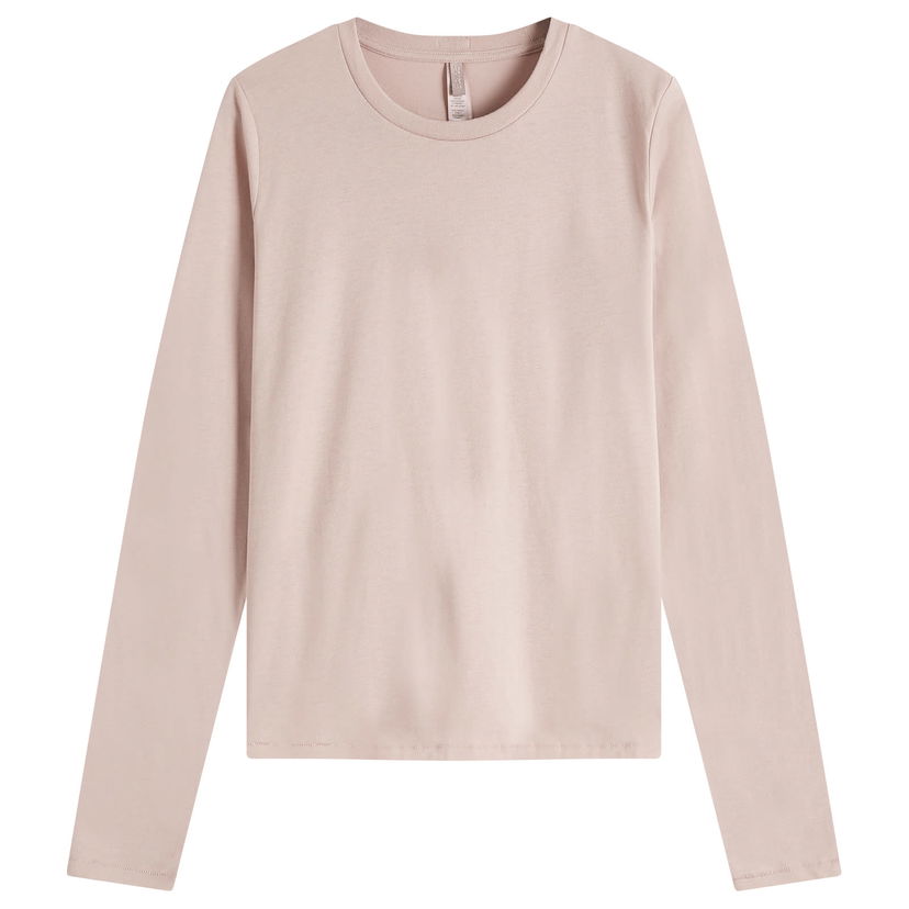 T-paita SKIMS SKIMS Relaxed Tees Long Sleeve T-Shirt, Size Large Vaaleanpunainen | LS-LST-6976W-FAWN