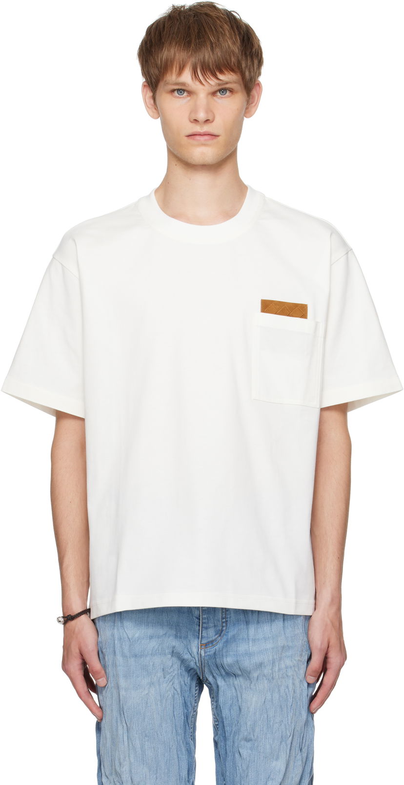 T-paita Bottega Veneta Bottega Veneta Pima Cotton Jersey T-Shirt with Pocket Valkoinen | 838924V4N509071