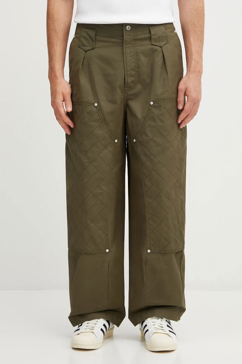 Housut KENZO Weave Double Knee Pant Vihreä | FF65PA2469HD