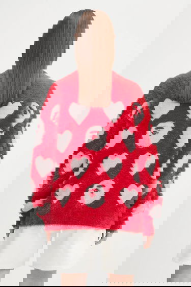 Villapaita BAPE A Bathing Ape I Love Bape Monogram Fuzzy Sweater Punainen | 1K80220006, 5