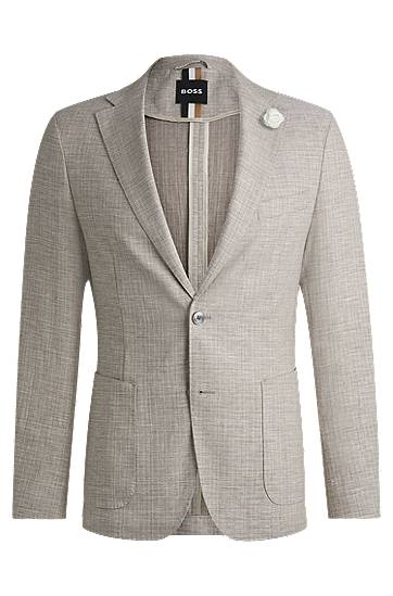 Takki BOSS BOSS Slim Fit Micro-Patterned Blazer Beige | 50540724