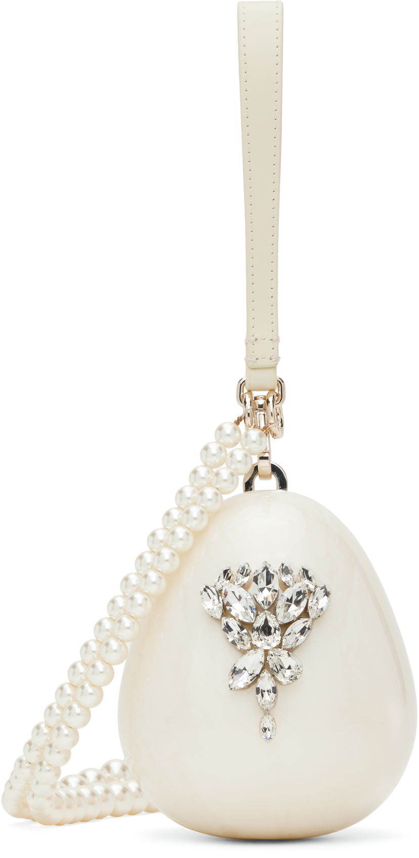 Käsilaukku Simone Rocha Simone Rocha Embellished Micro Pearl Egg Bag Valkoinen | BAG110ECB 0773