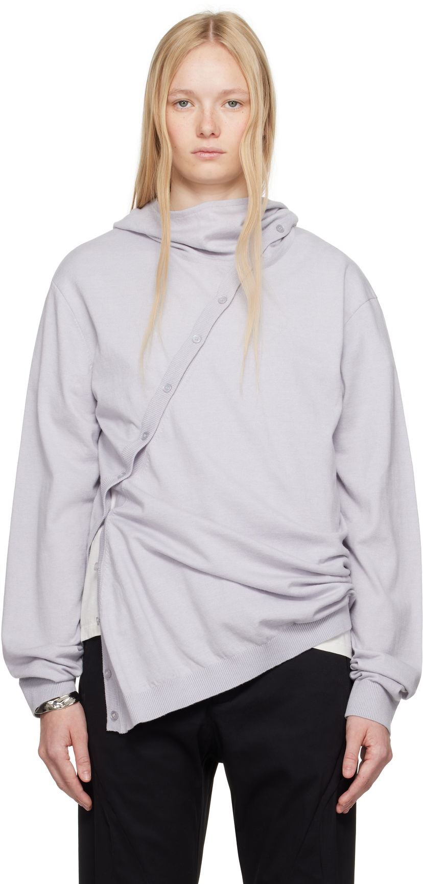 Villapaita Post Archive Faction (PAF) 8.0 Center Knit Hoodie by Post Archive Faction (PAF) Harmaa | 8.0 KHC-LG