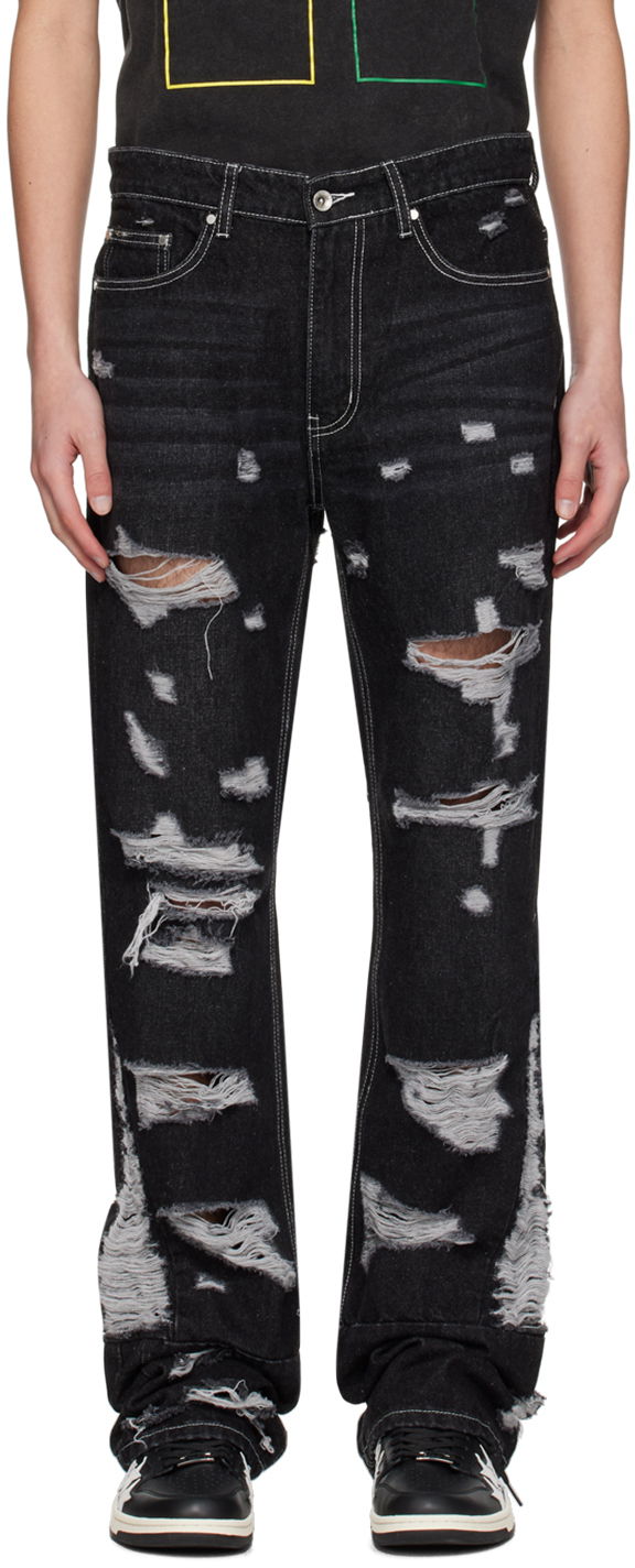 Jeans Who Decides War Distressed Gnarly Jeans Musta | 1120780002SS24, 0
