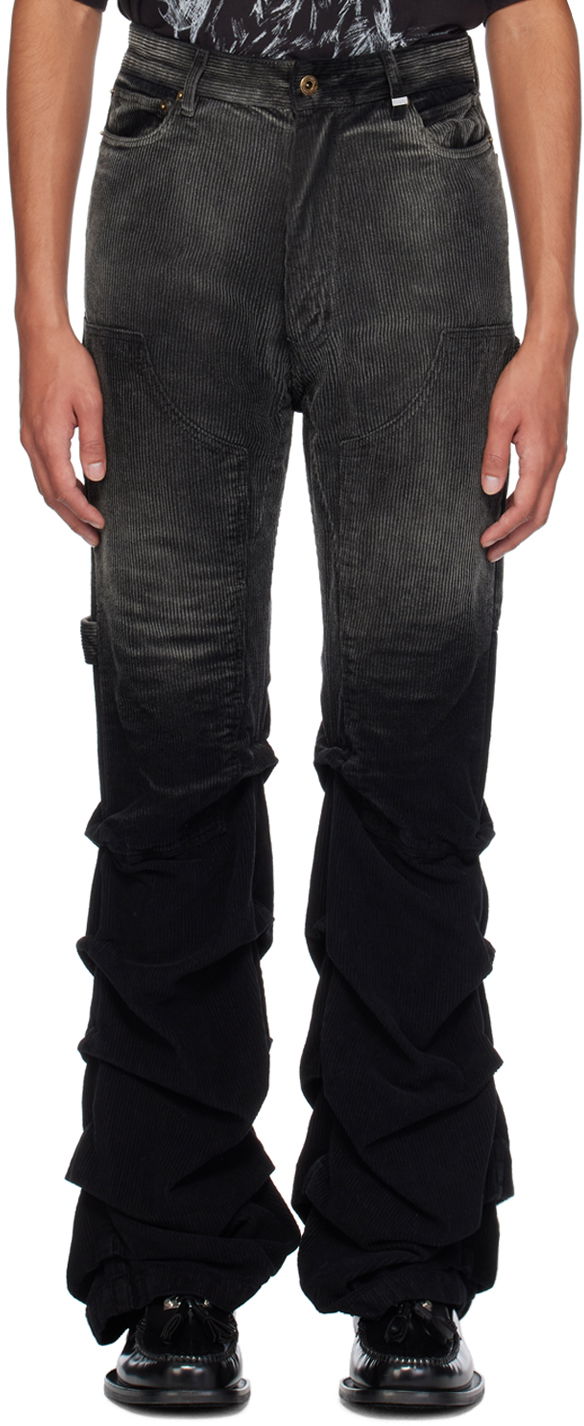 Cargo housut We11done We11done Washed Wrinkled Corduroy Pants Musta | WD-PT2-24-237-M-BK
