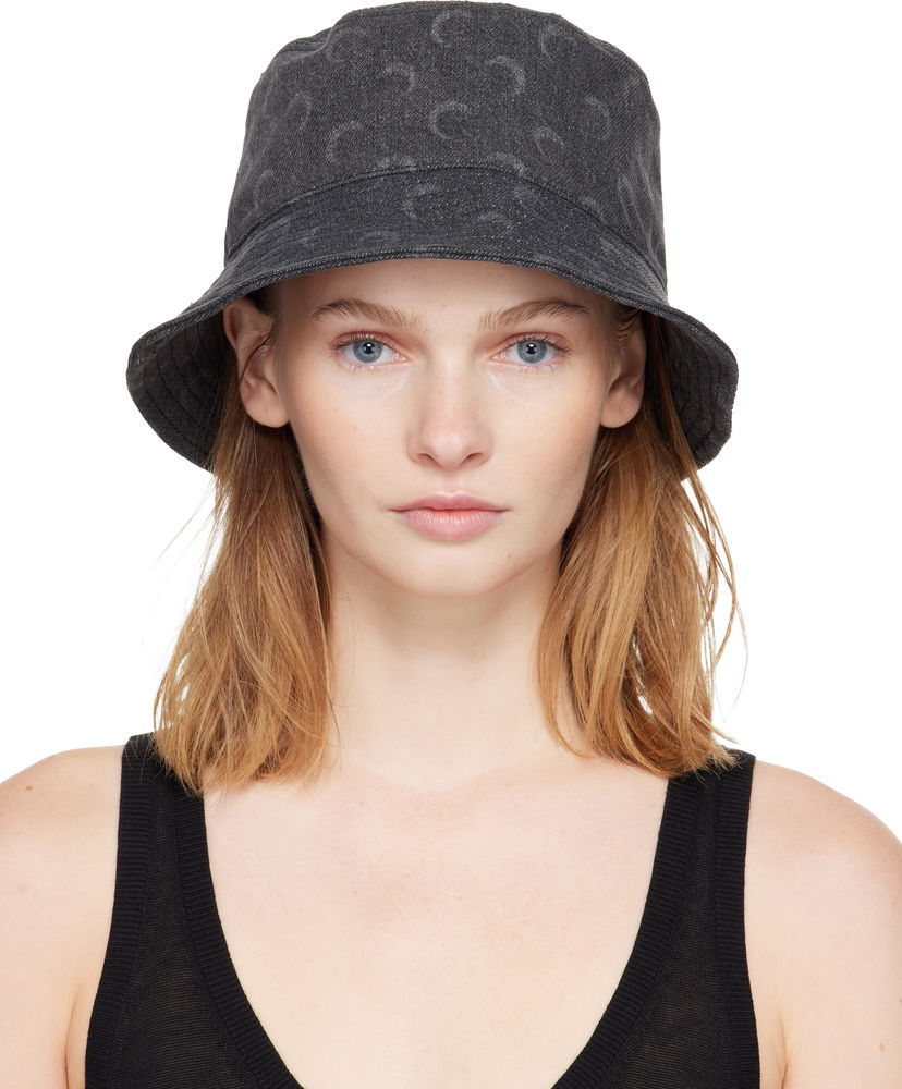 Hattu Marine Serre Marine Serre Moon Laser Denim Bucket Hat Musta | UHG030ACDEN0006