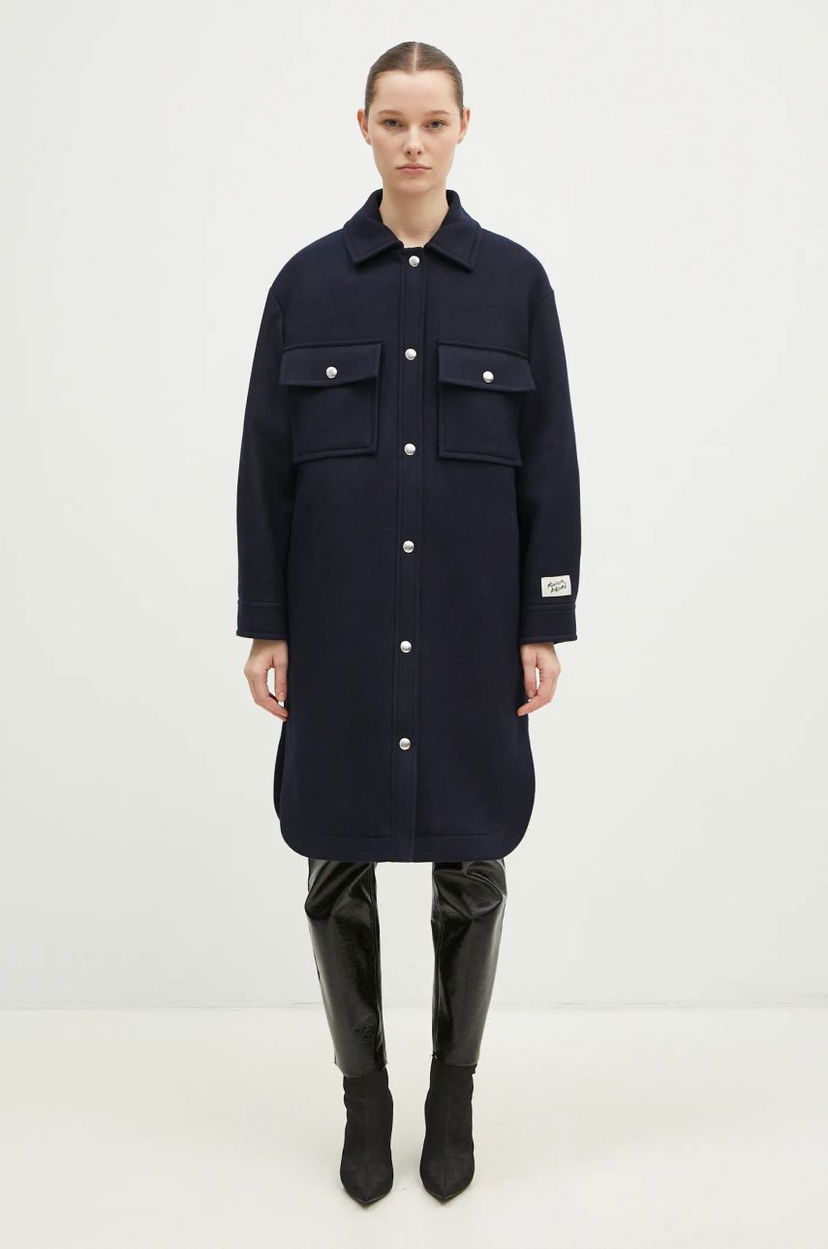 Takki MAISON KITSUNÉ Maison Kitsune Workwear Wool Shirt Jacket Sininen | NW02211WM0026