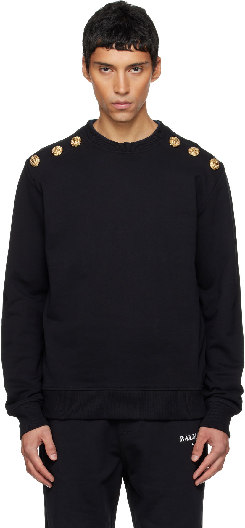 Huppari Balmain Chain Lion Buttons Sweatshirt Musta | FH1JS155JB13