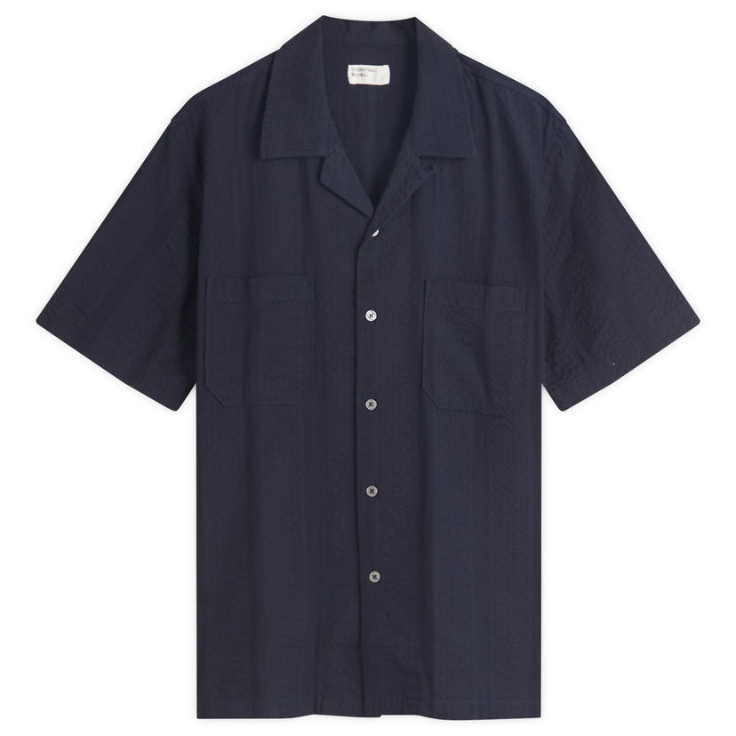 Paita Universal Works Universal Works Maui Cotton Sal Road Shirt, Size Large Tummansininen | 32666-NVY