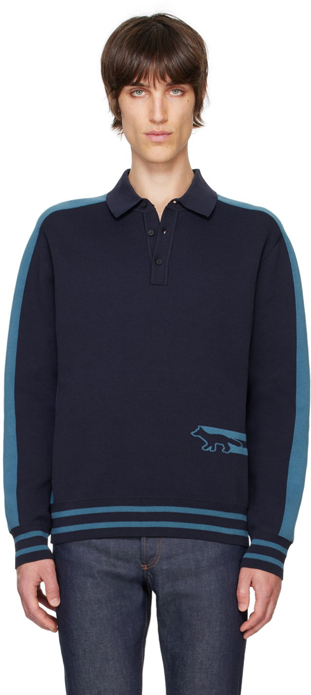 Poolopaita MAISON KITSUNÉ Flash Fox Polo Sininen | NM00203KM0327