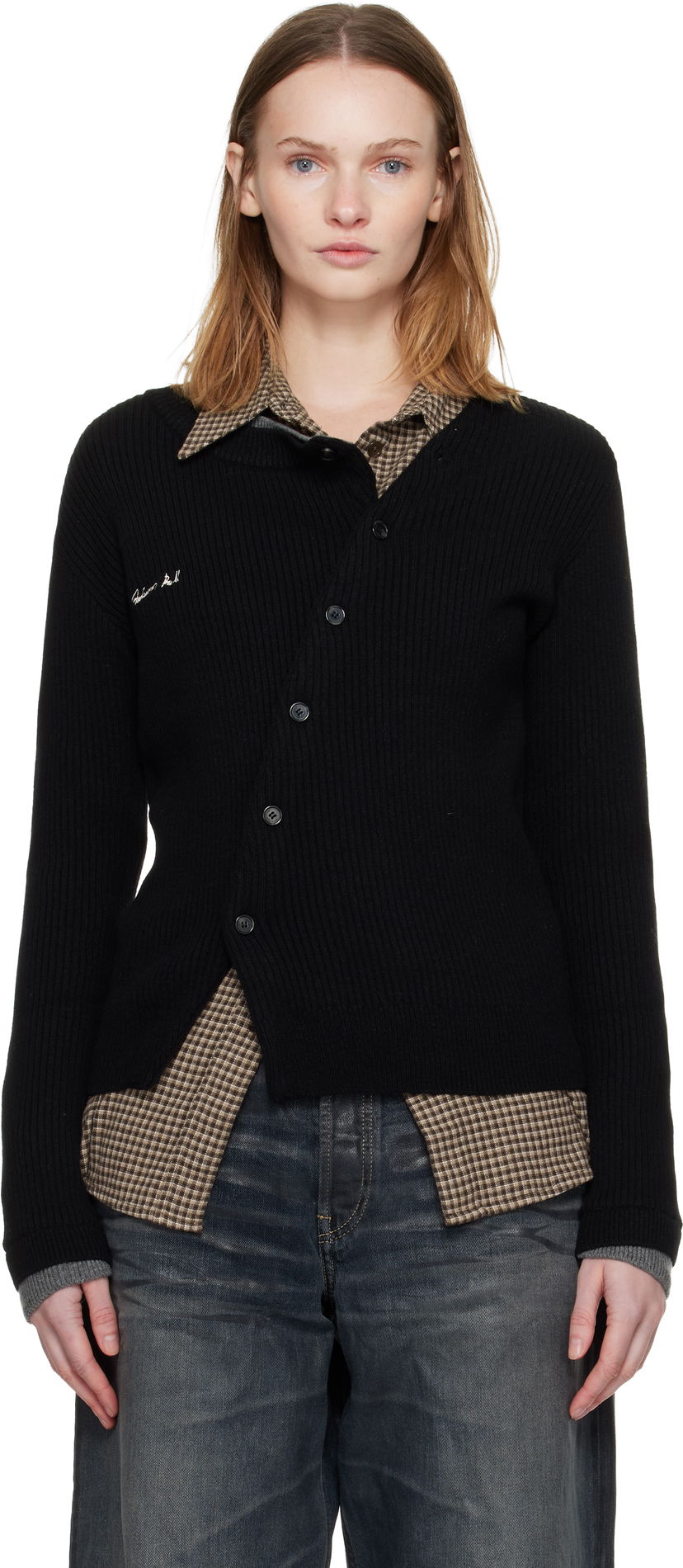 Villapaita Andersson Bell Button Slim Knit Cardigan Musta | atb1383w
