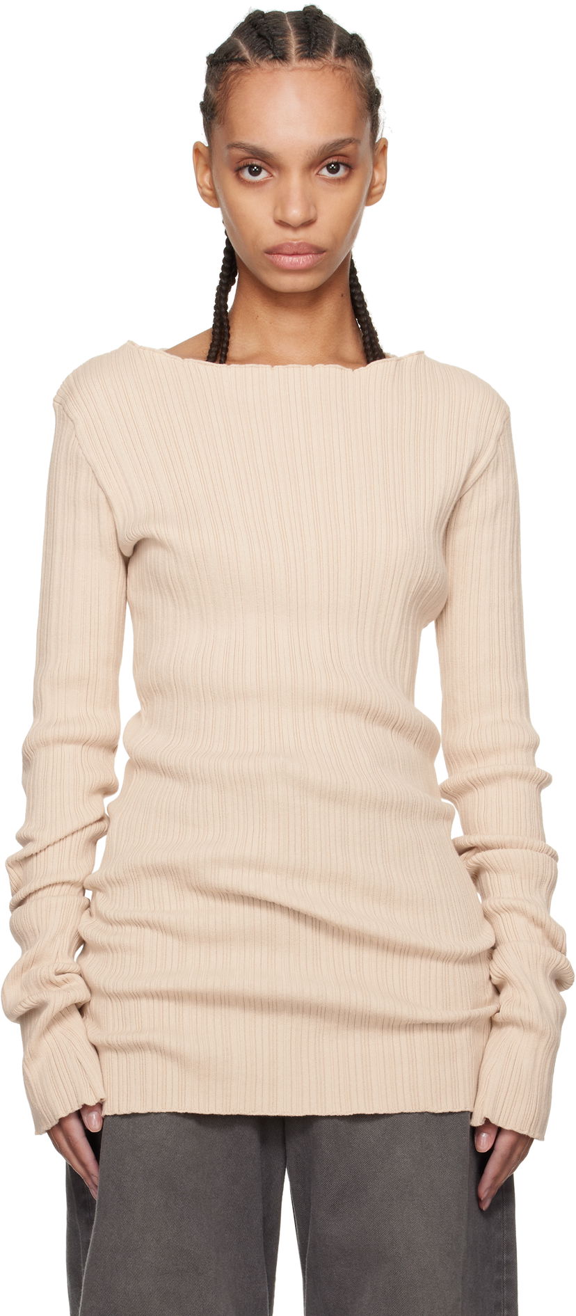 Villapaita Entire Studios Entire Studios Arches Ribbed Knit Sweater Beige | ES2716BU