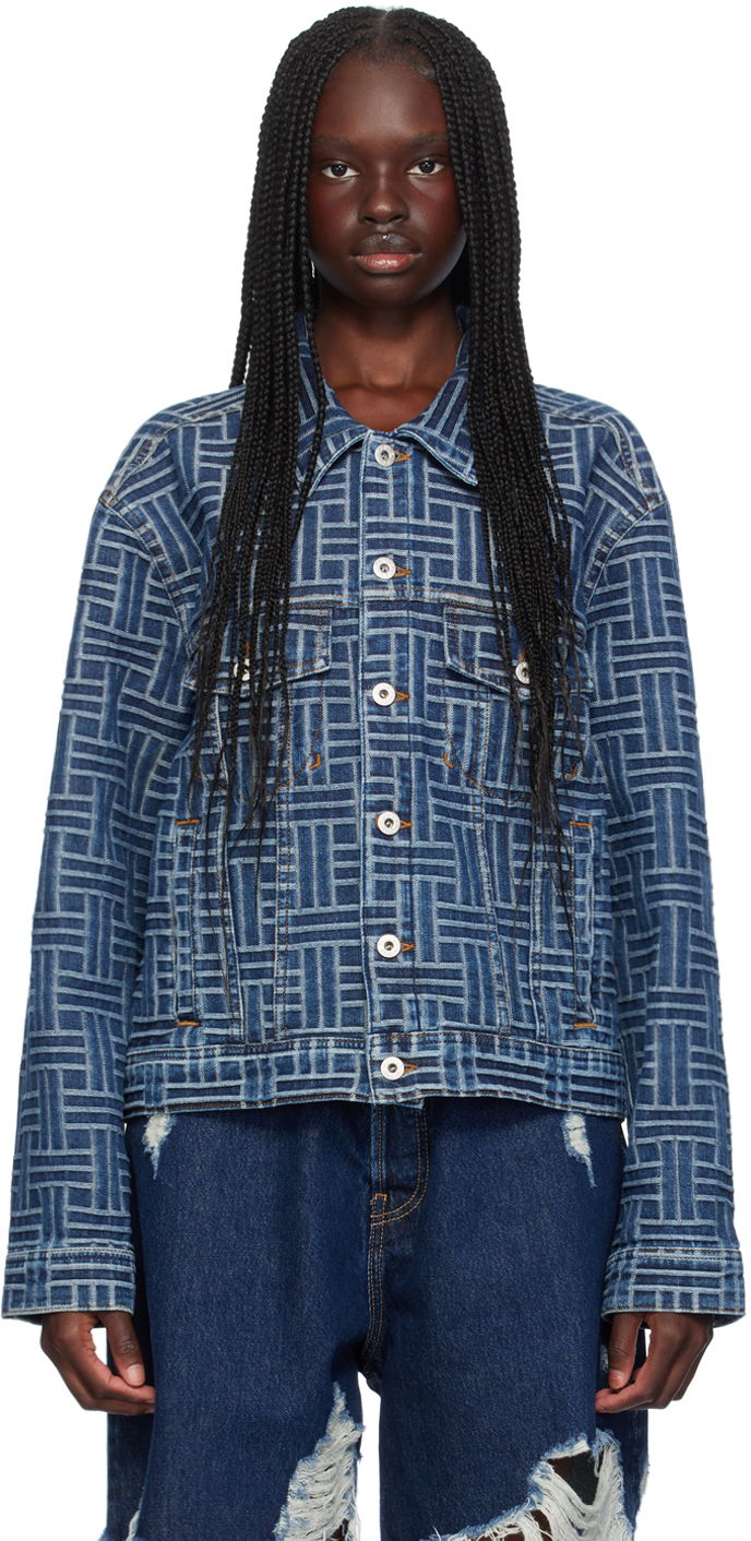 Takki KENZO Blue Paris ' Weave' Denim Jacket Sininen | FE62DV2486J3