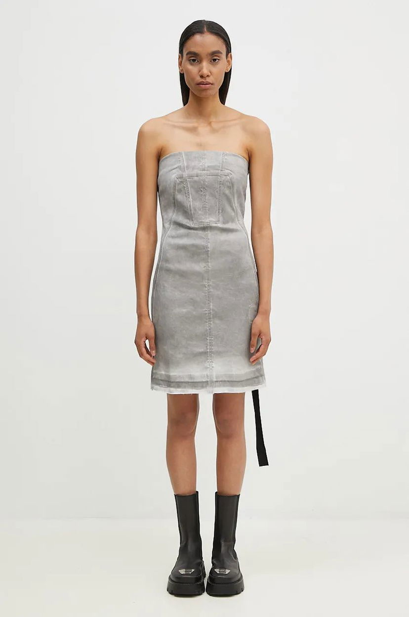 Mekko Rick Owens Splintered Denim Bustier Mini Dress Harmaa | DS02D2501.HSCF