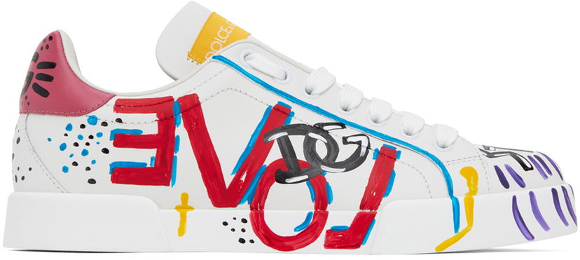 Tennarit ja kengät Dolce & Gabbana White & Multicolor Portofino Low Sneakers Monivärinen | CK1545 AD462