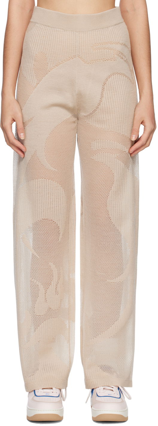 Housut Feng Chen Wang Feng Chen Wang Phoenix Knitted Trousers Beige | FUS15KT04, 0