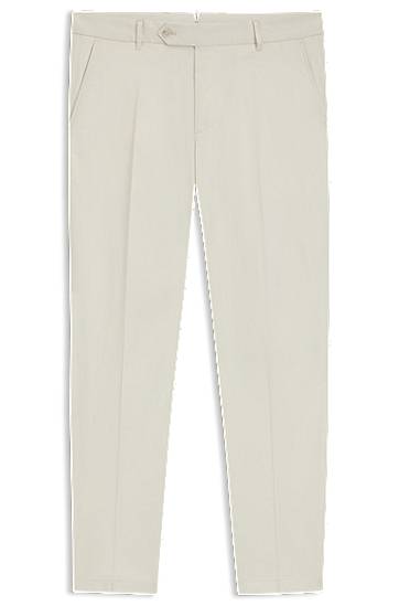 Housut BOSS Tapered-Fit Stretch Trousers Beige | 50544005