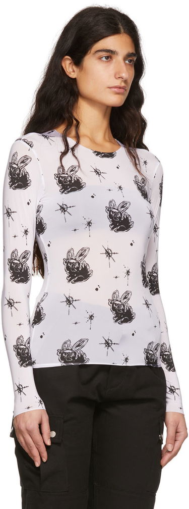 T-paita We11done We11done Semi-Sheer Long Sleeve T-Shirt with Bunny Print Valkoinen | WD-TT1-22-577-W-WH, 1