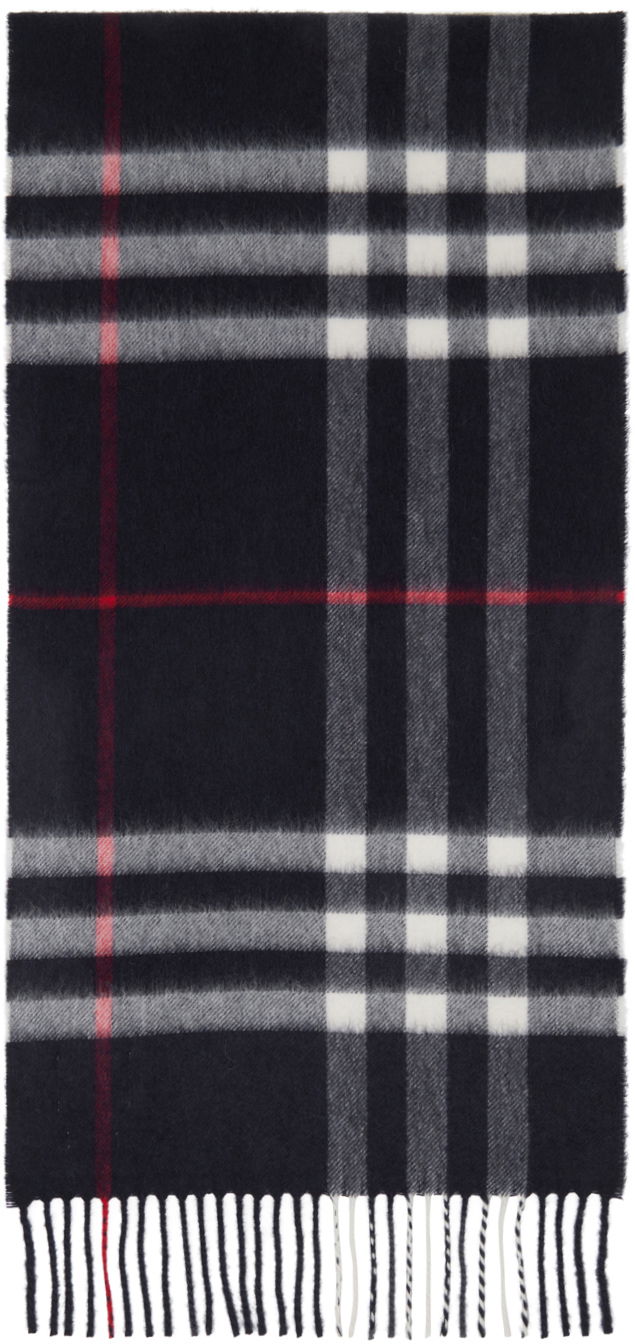 Huivi Burberry Check Scarf Navy Tummansininen | 8015542