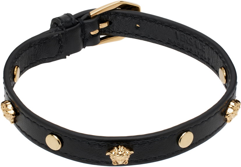 Rannerengas Versace Medusa Leather Bracelet Musta | 1018429_1A00637