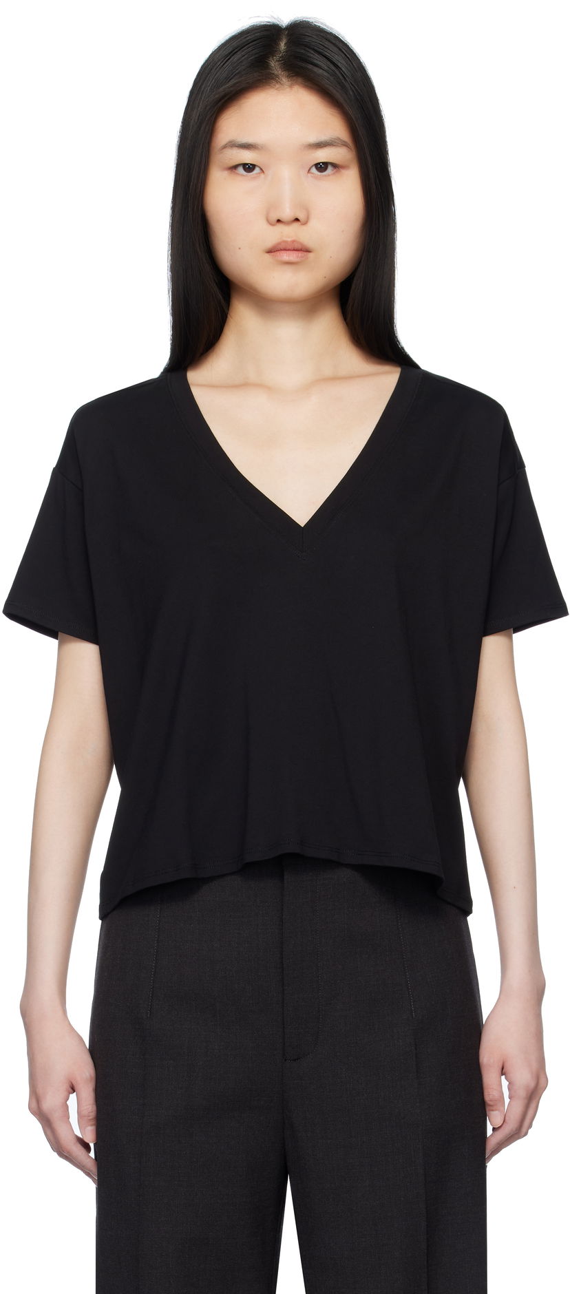 T-paita Loulou de Saison Loulou de Saison Faaa V-Neck T-Shirt Musta | FAAA