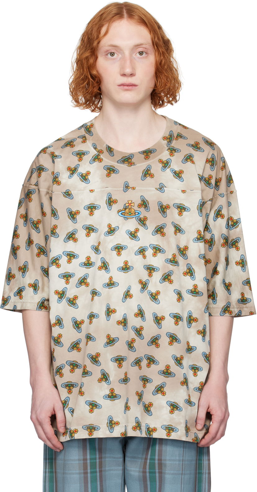 T-paita Vivienne Westwood Vivienne Westwood Overdye Orb Print T-Shirt Beige | 3G01002D-J008V-