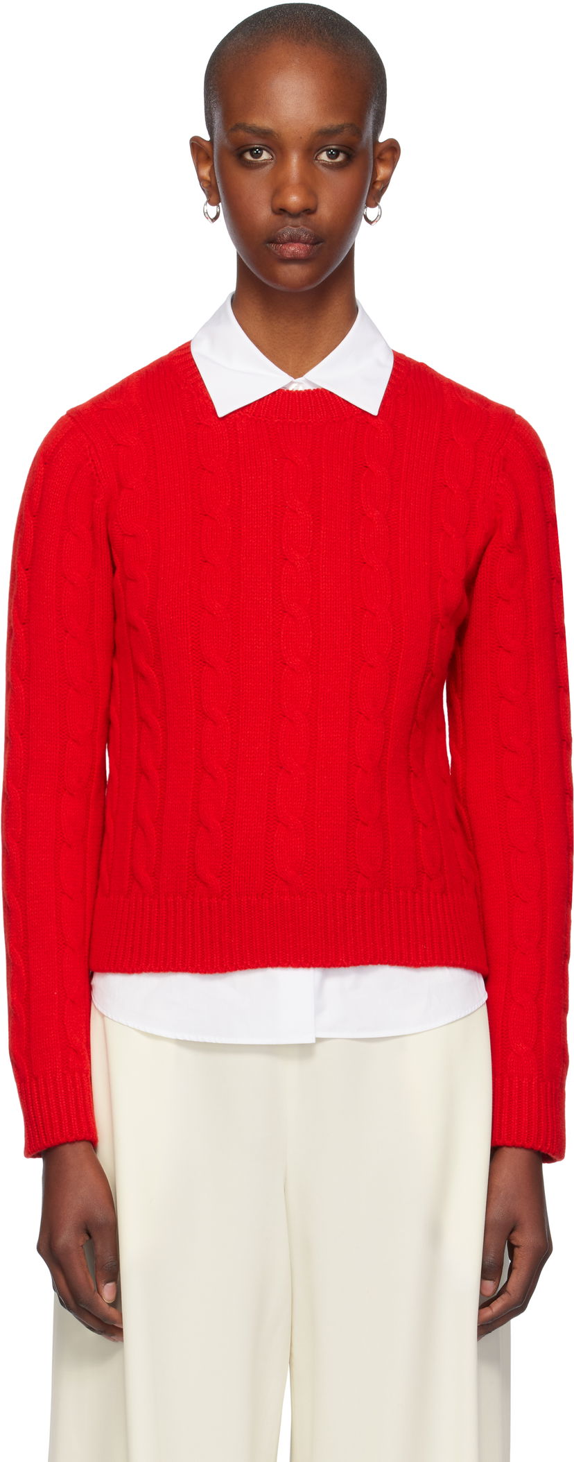 Villapaita &Daughter Cable Crewneck Sweater Punainen | F2304