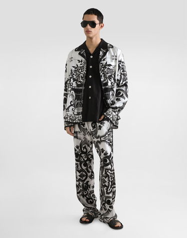 Housut Dolce & Gabbana Dolce & Gabbana Majolica-Print Twill Trousers Valkoinen | GVRMATHI1SVIN3TN, 1