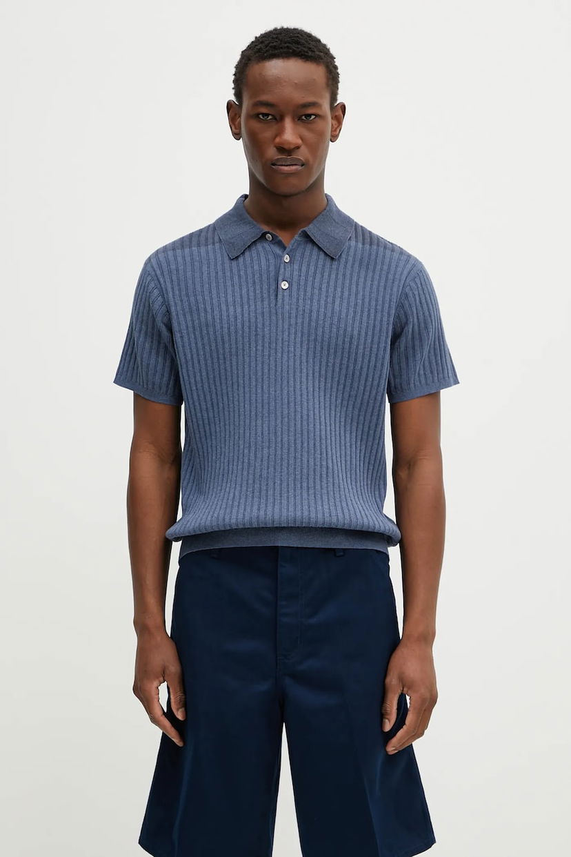 Poolopaita Paul Smith Paul Smith Ribbed Knit Polo Shirt Sininen | M1R.267Z.P02679