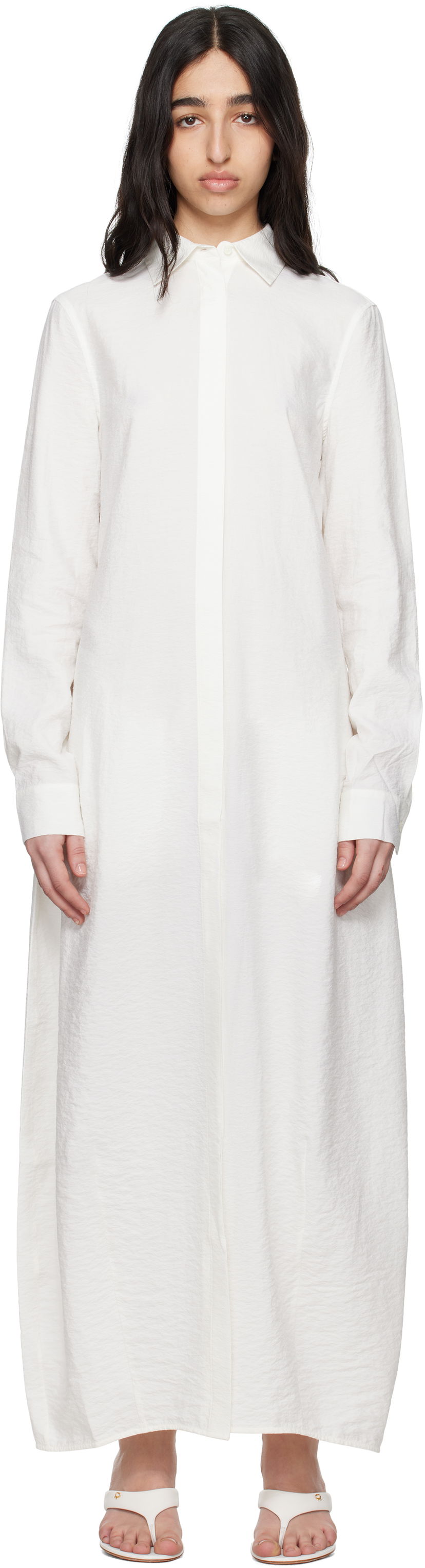 Mekko TOTEME TOTEME Parachute Shirt Maxi Dress Valkoinen | 251-WRD4489-FB0368