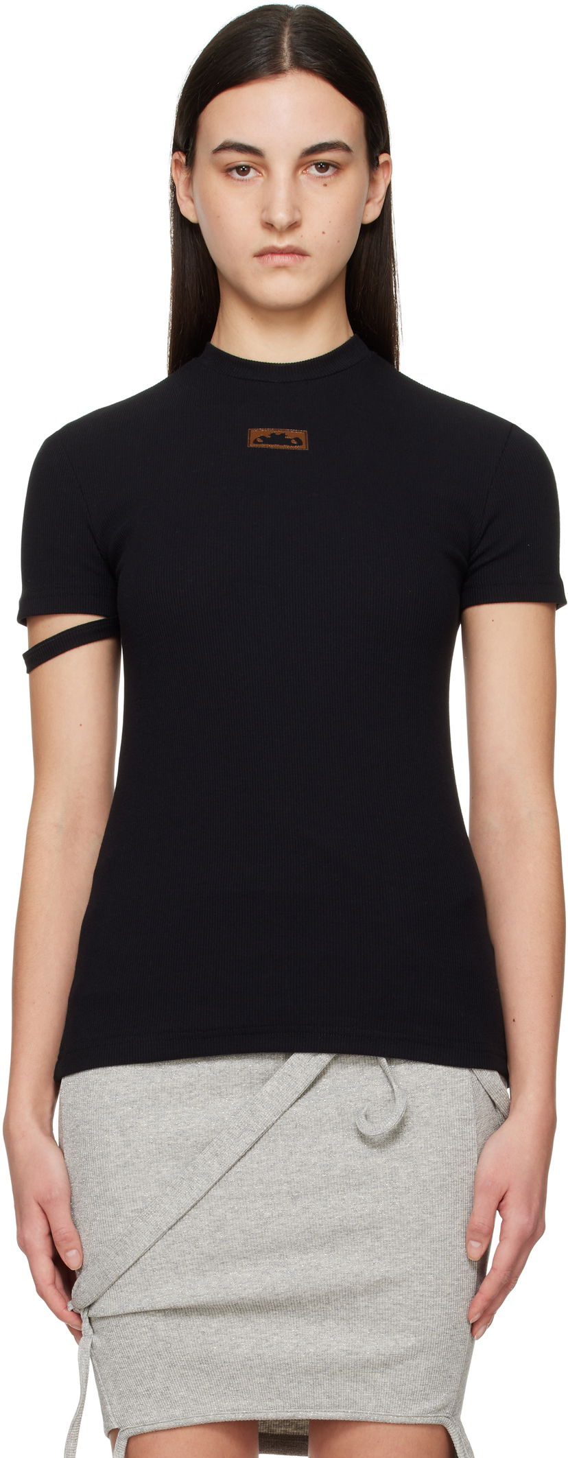 T-paita Ottolinger Ottolinger Rib Knit T-Shirt Musta | 10410090401