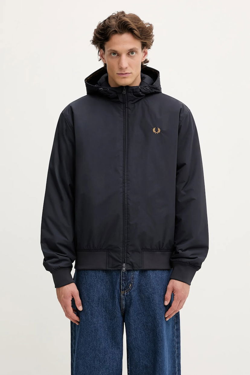 Bomber-takki Fred Perry Fred Perry Hooded Bomber Jacket Musta | J1304