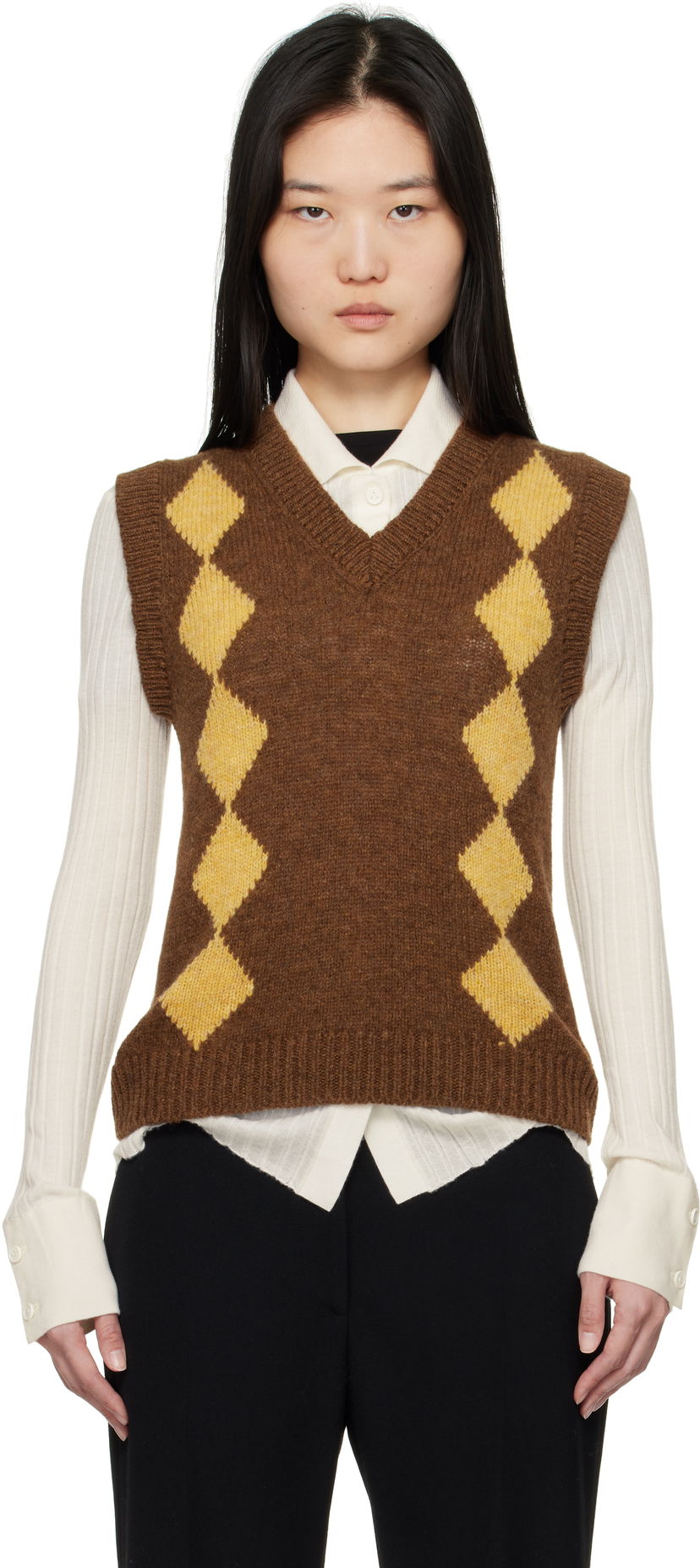 Villapaita &Daughter &Daughter Shetland Argyle Vest Ruskea | WLR2303
