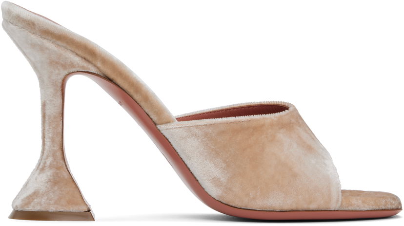 Tennarit ja kengät Amina Muaddi Lupita Slipper Heeled Sandals Beige | LUPITA SLIPPER VELVET