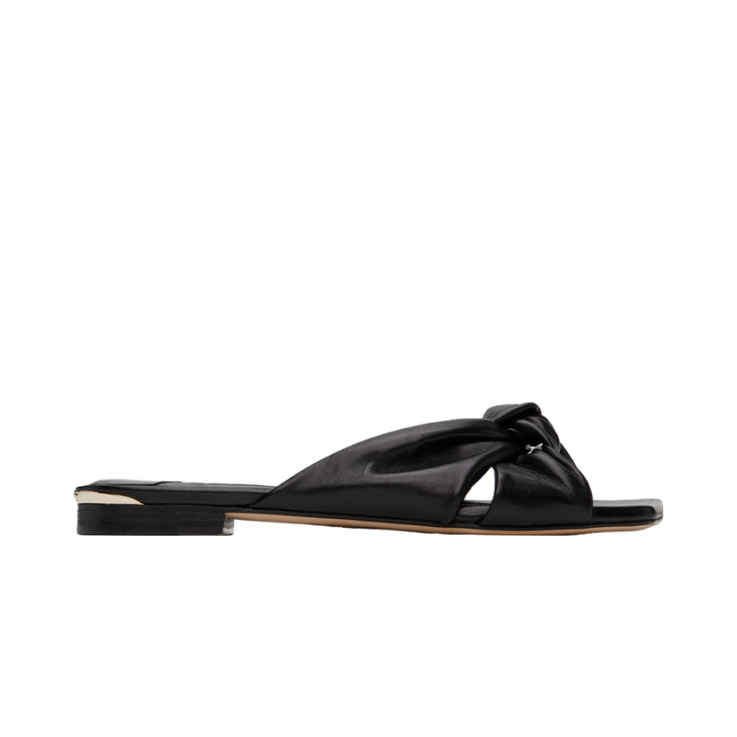 Tennarit ja kengät Jimmy Choo Black Leather Knotted Flat Sandals Musta | AVENUE FLAT NAP